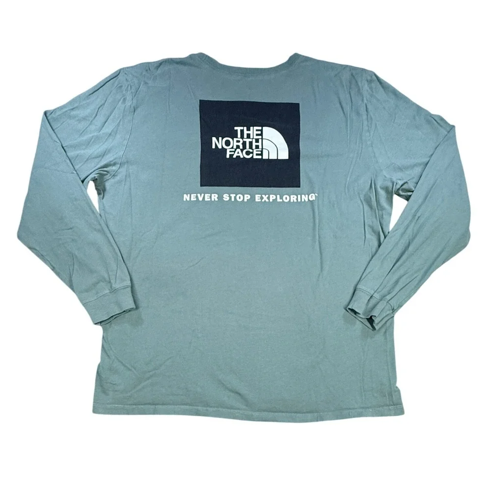The North Face Mens Long Sleeve Graphic Logo Tee XL Green Cotton Outdoor